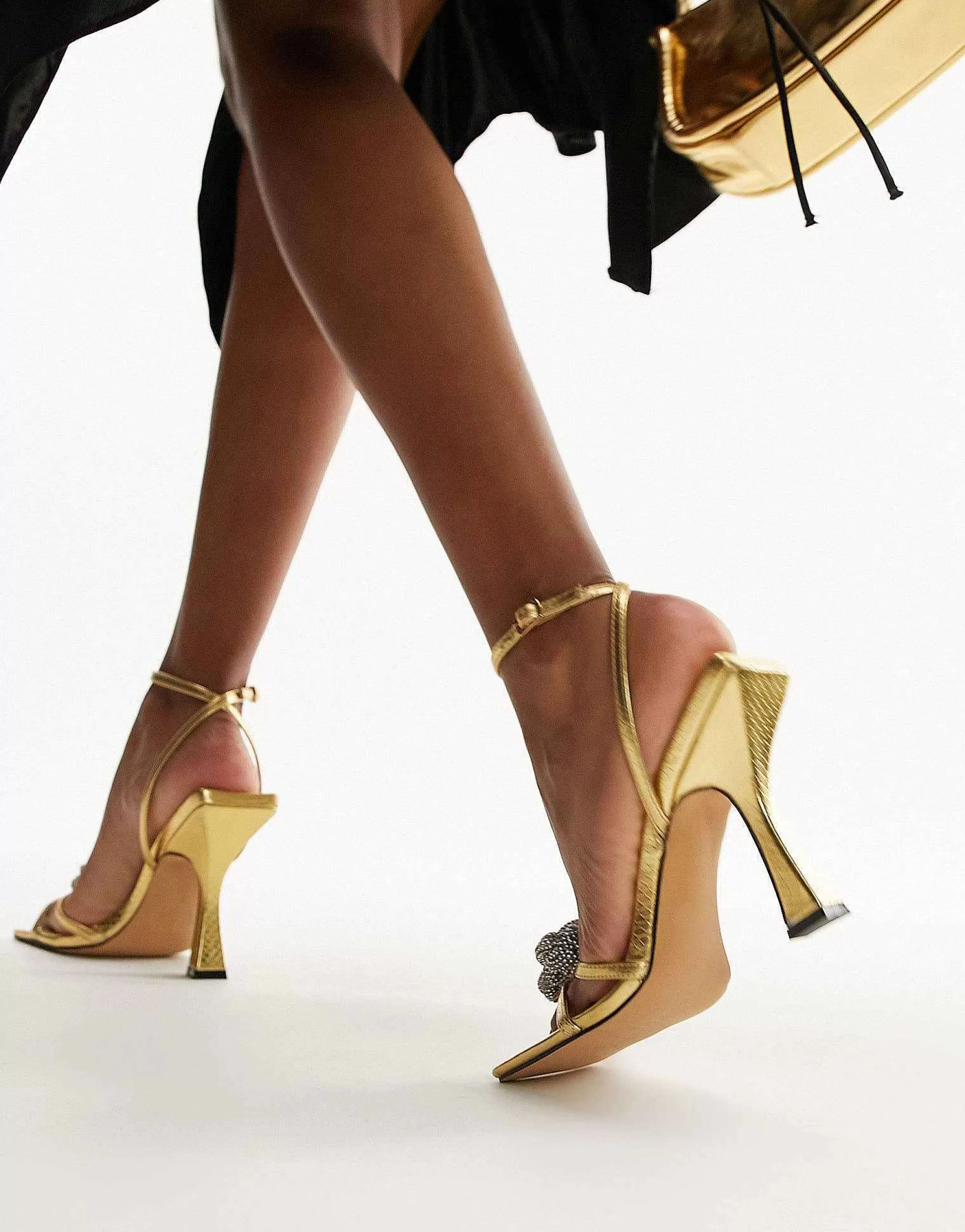 Women Topshop Casey Embellished Two Part Heeled Sandal In