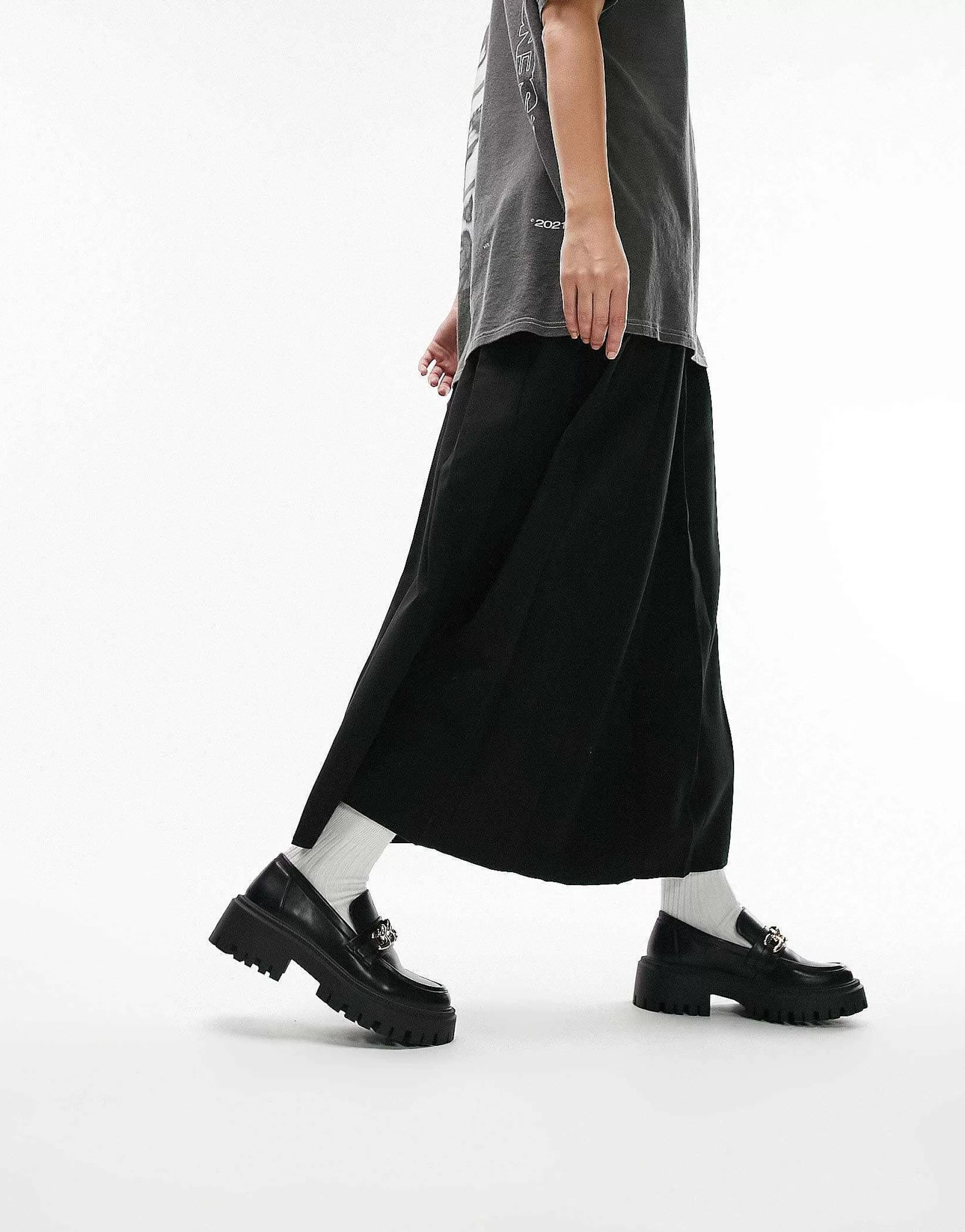 Women Topshop Charlie Chunky Loafer With Chain In
