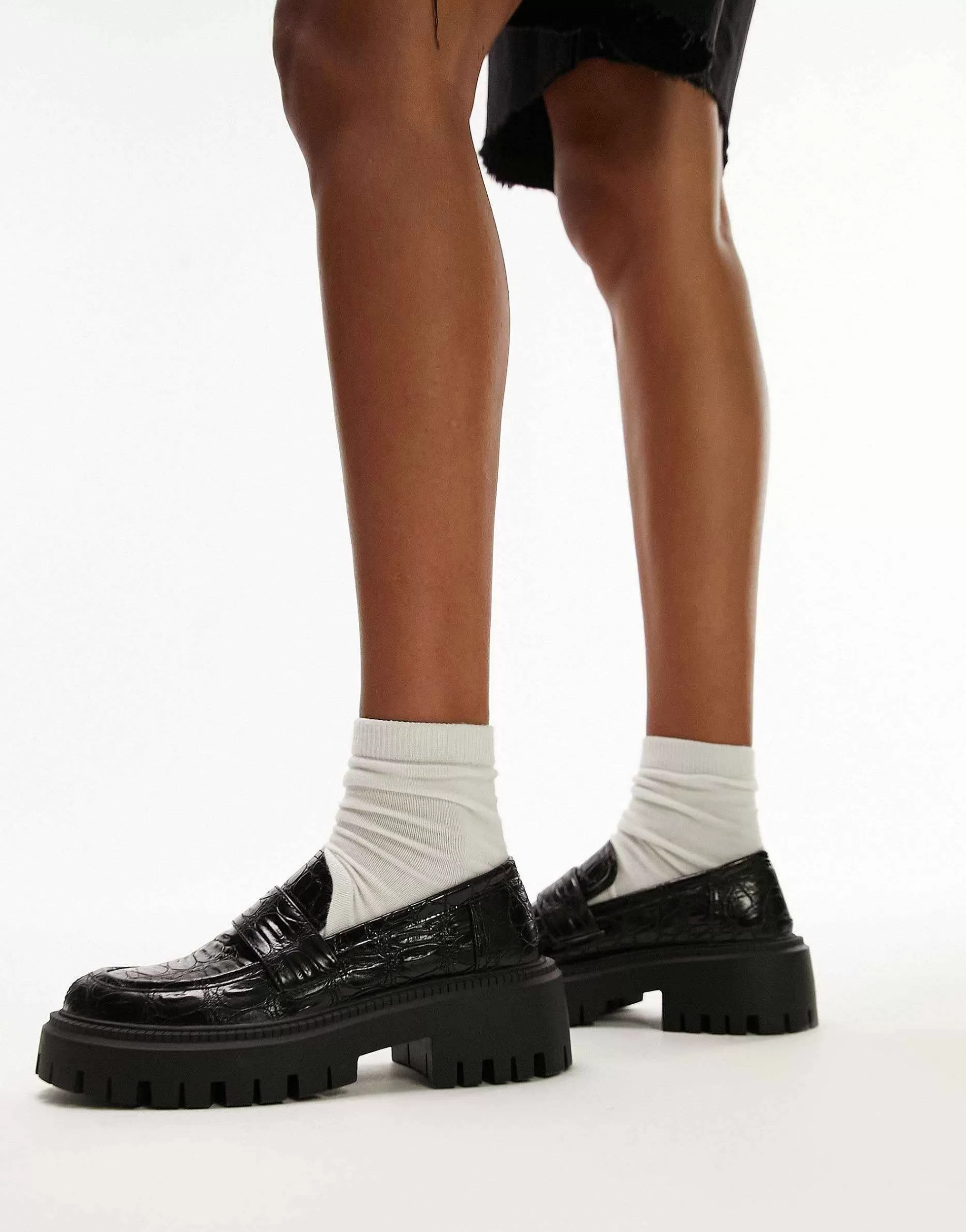 Women Topshop Connie Chunky Loafer In Croc