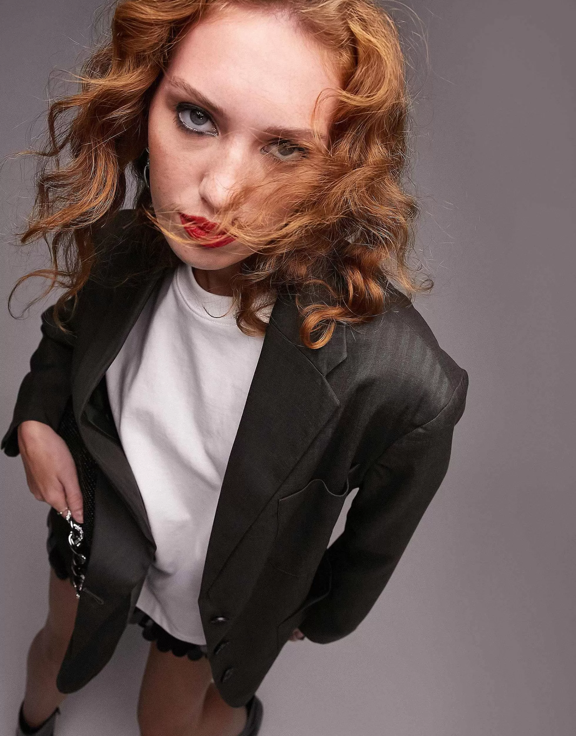 Women Topshop Co-Ord Oversized Mensy Crosshatch Jacket In