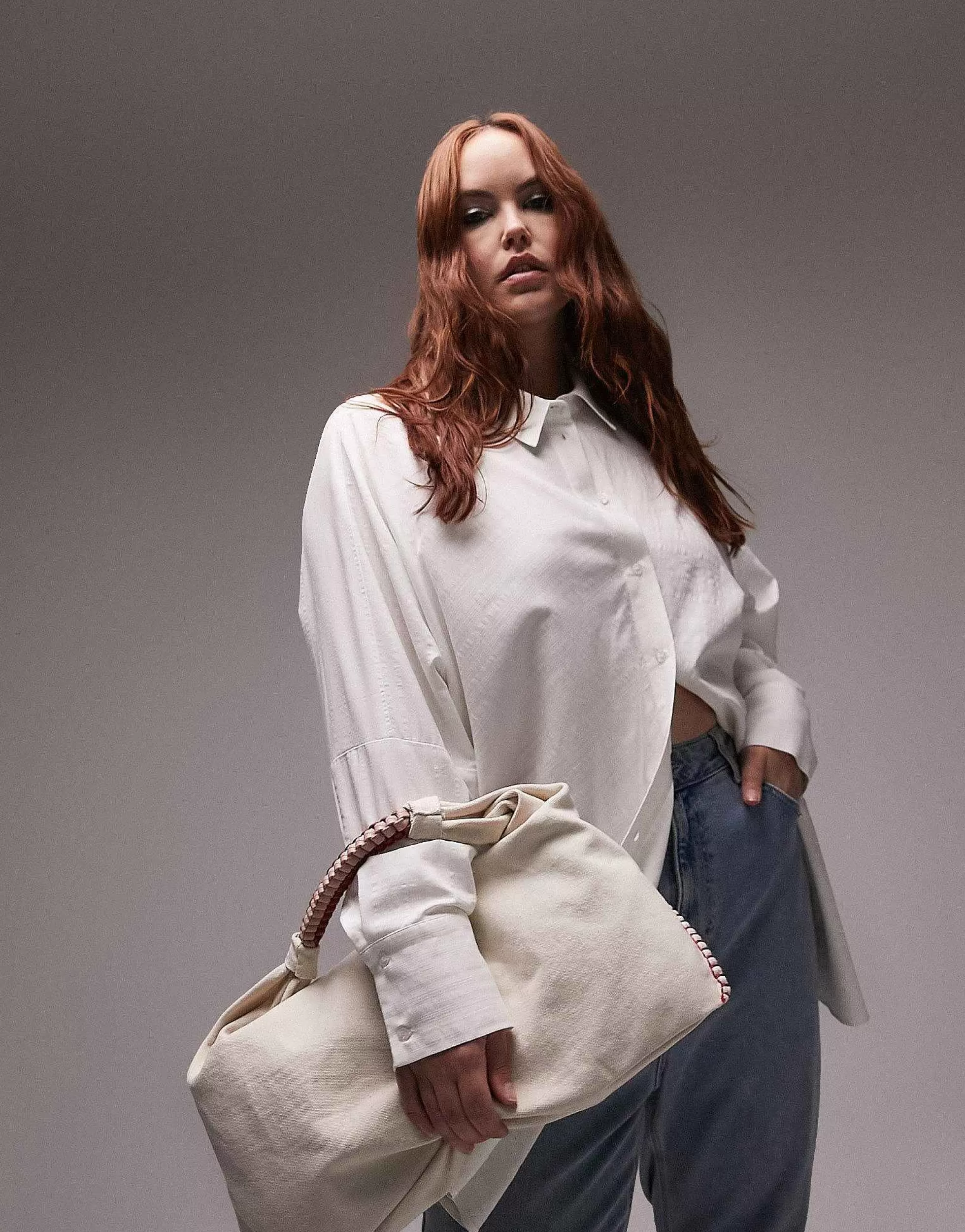 Women Topshop Curve Seersucker Shirt In