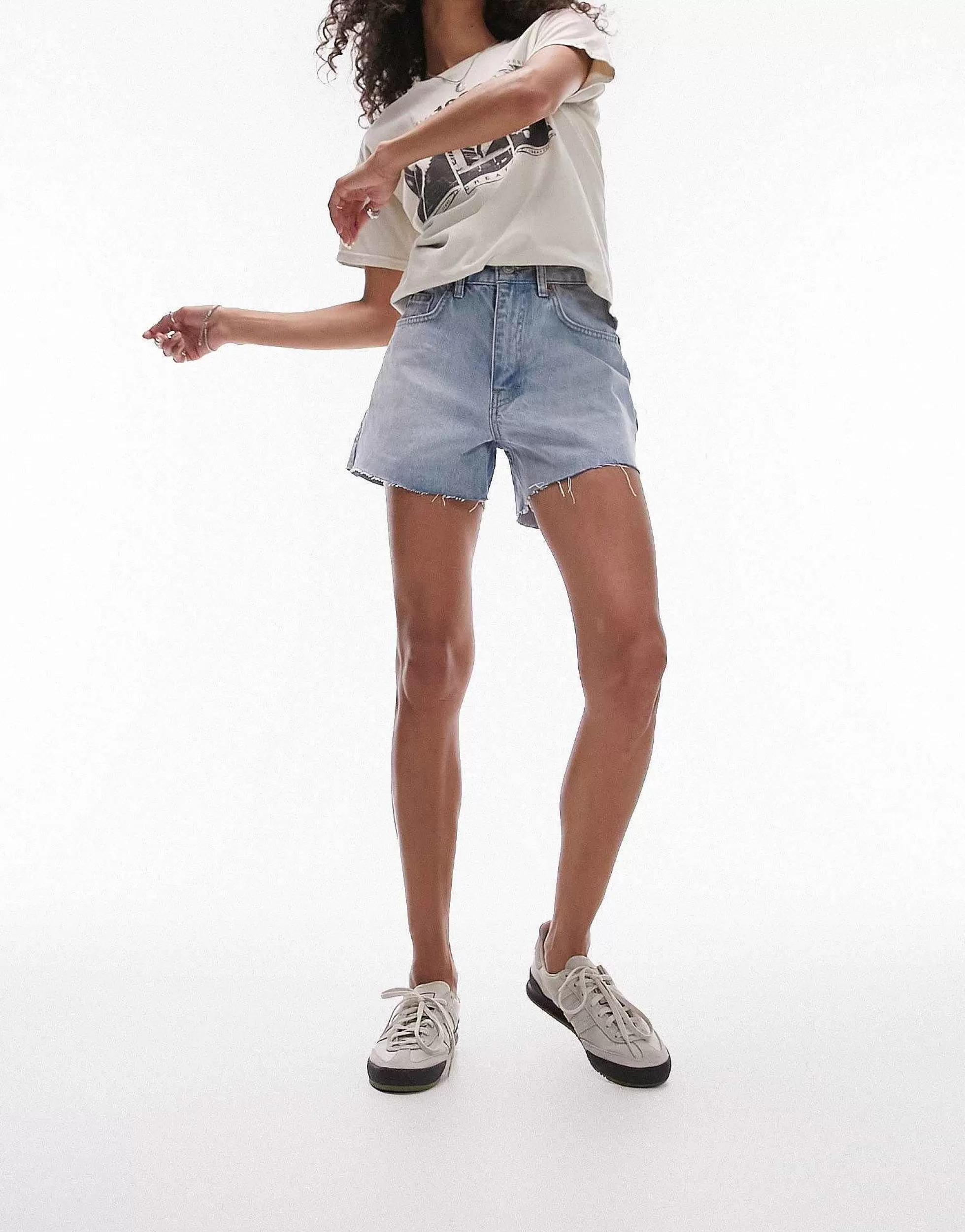 Women Topshop Denim A Line Mom Short In