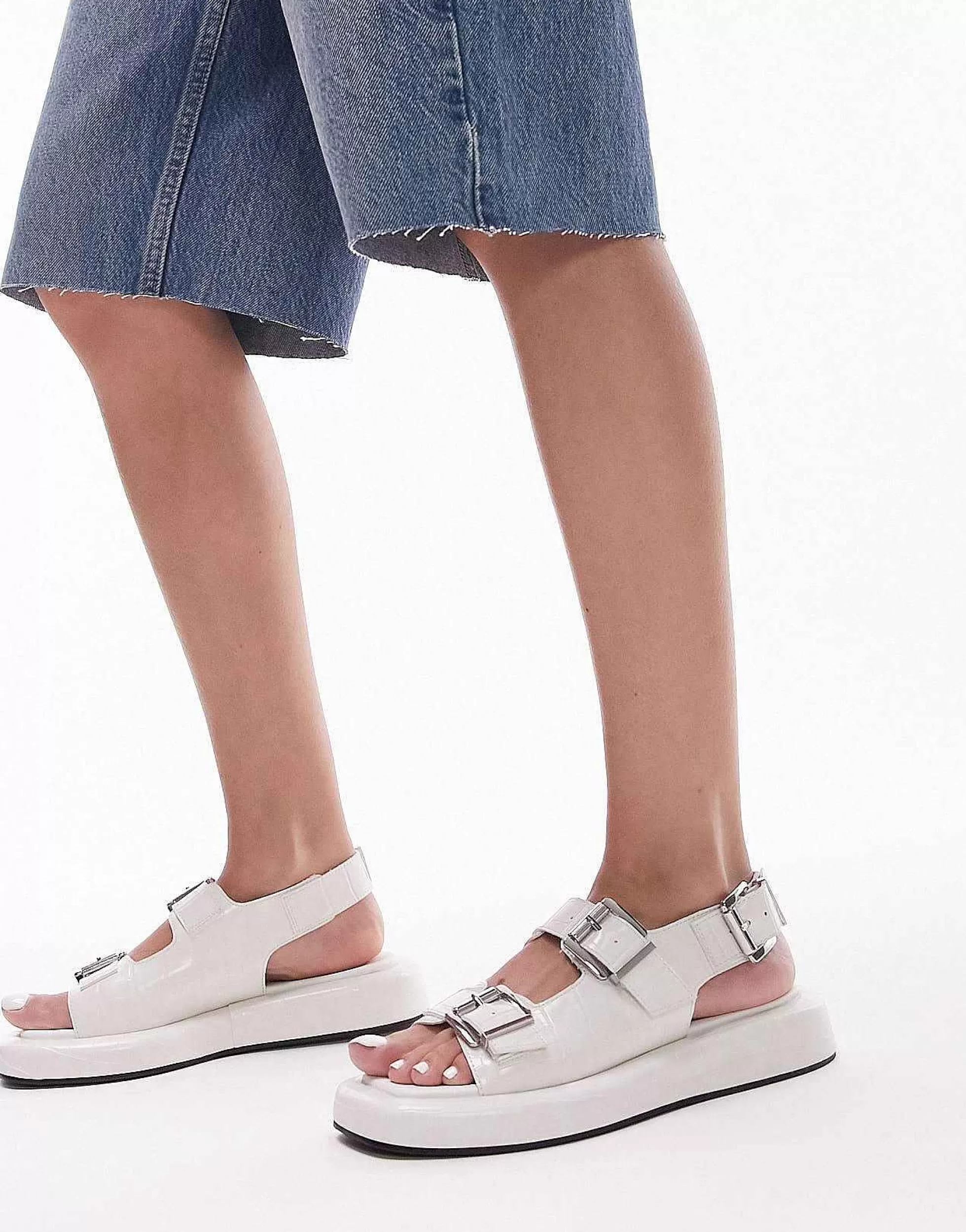 Women Topshop Gen Buckle Sling Back Sandal In Croc