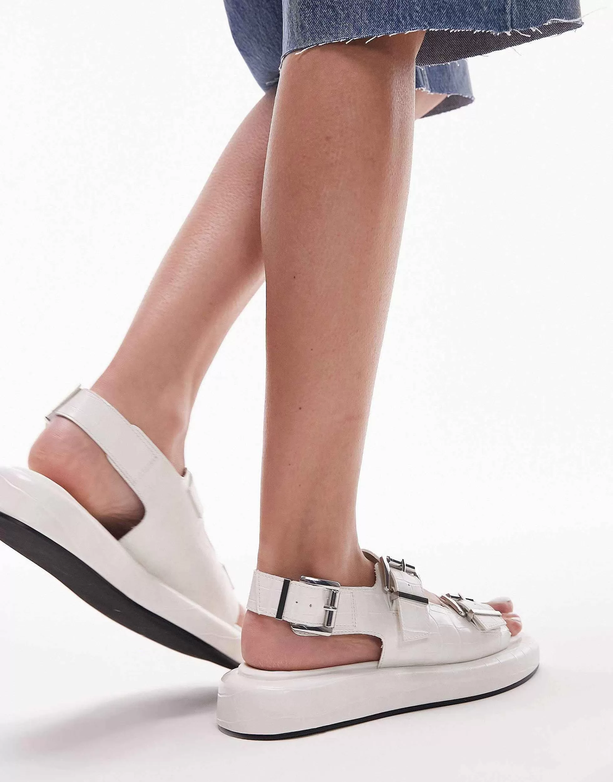 Women Topshop Gen Buckle Sling Back Sandal In Croc