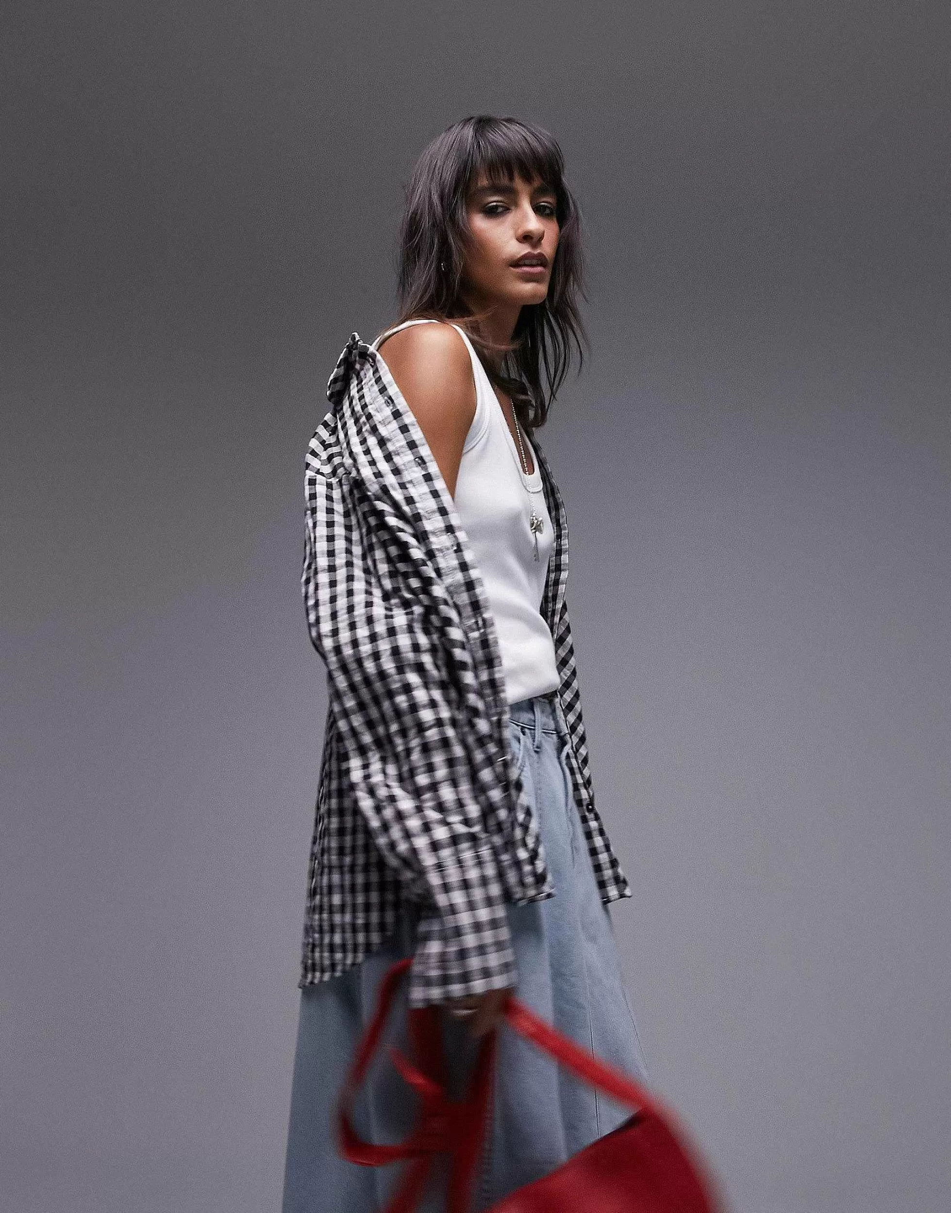 Women Topshop Gingham Shirt In