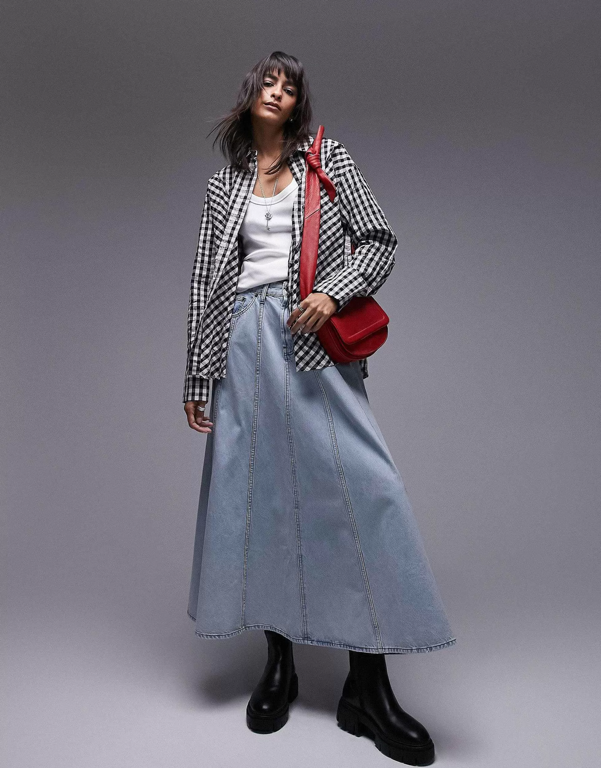 Women Topshop Gingham Shirt In