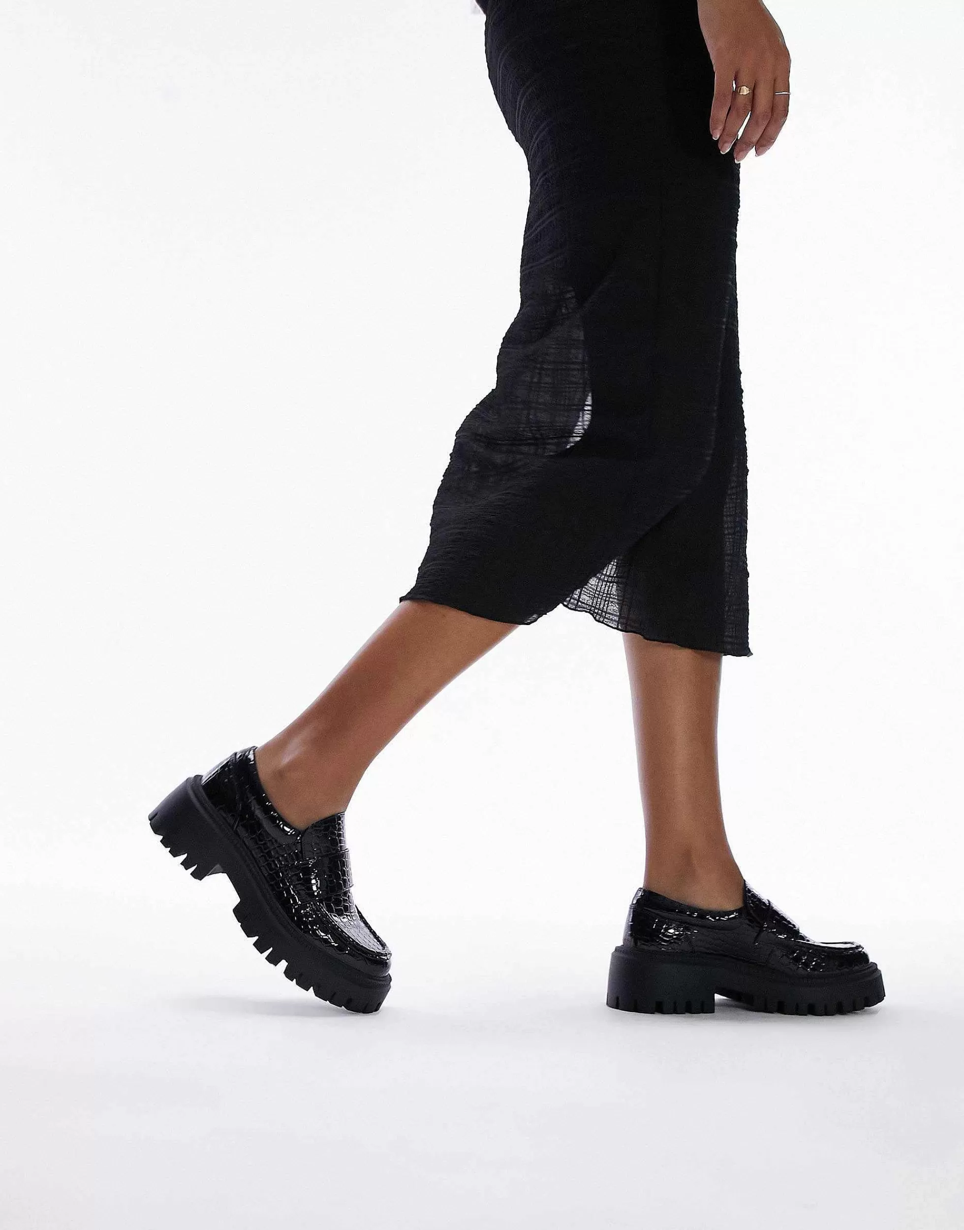 Women Topshop Lottie Chunky Loafer In Croc