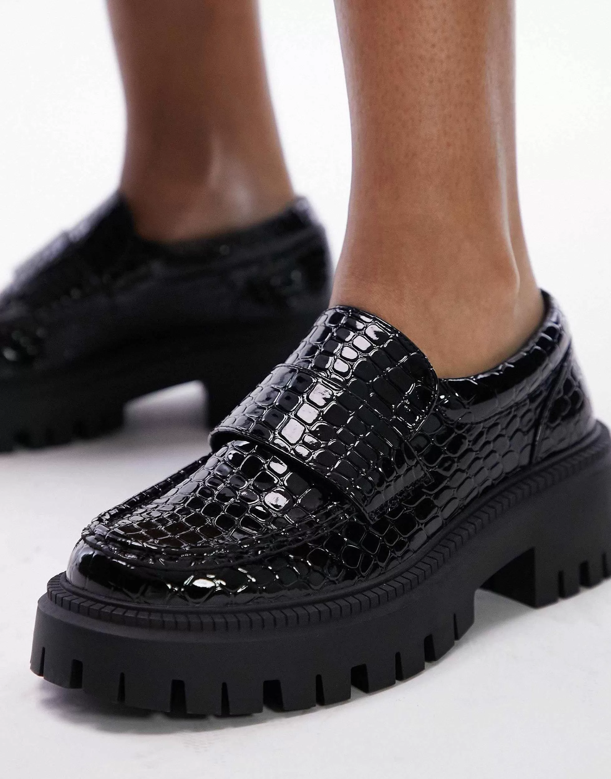 Women Topshop Lottie Chunky Loafer In Croc