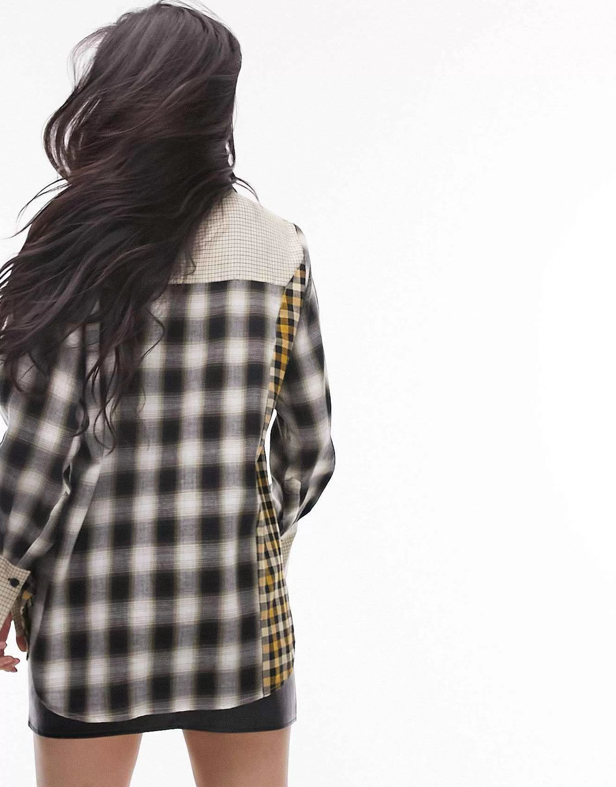 Women Topshop Mix And Match Check Shirt In