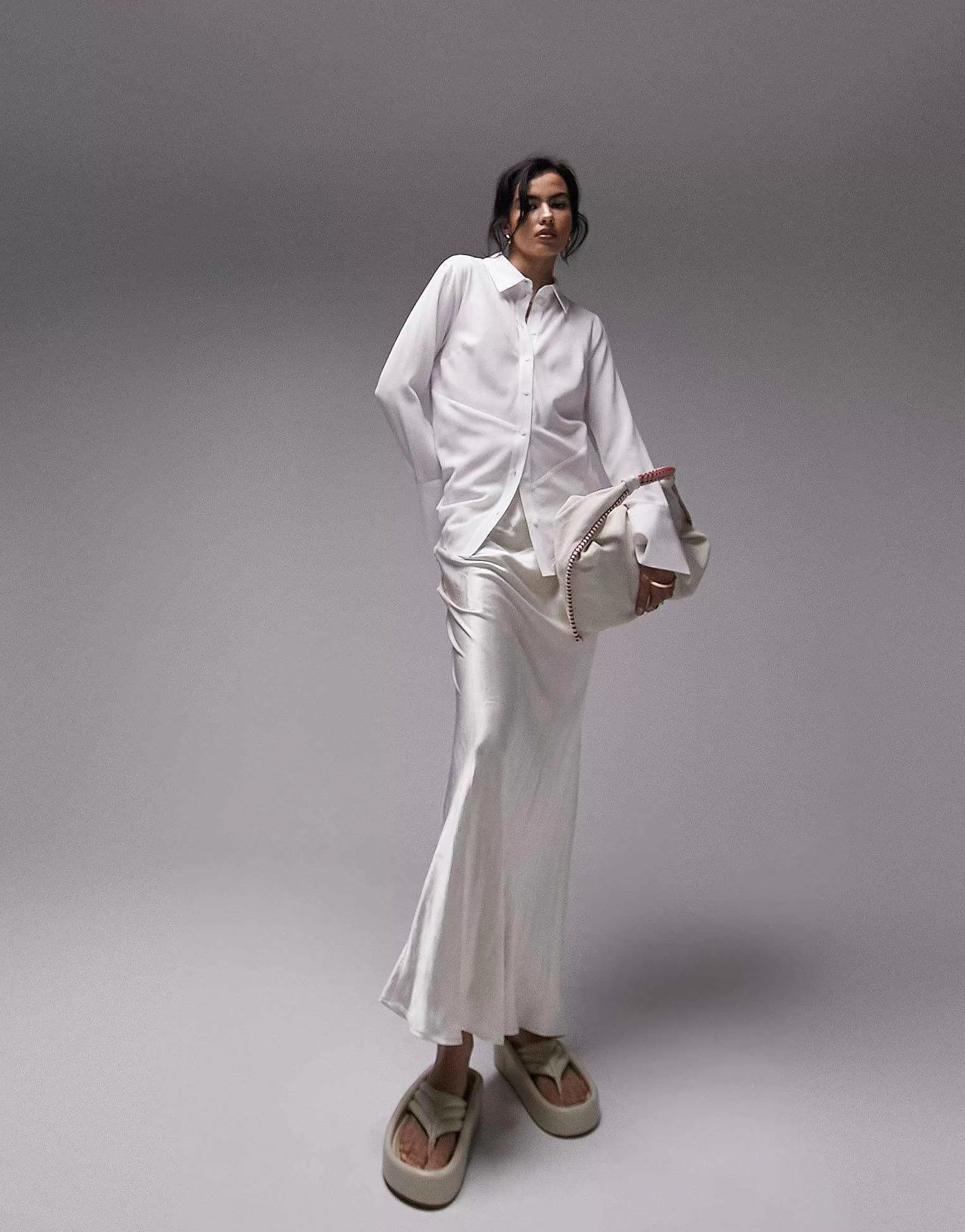 Women Topshop Panelled Crinkle Shirt In