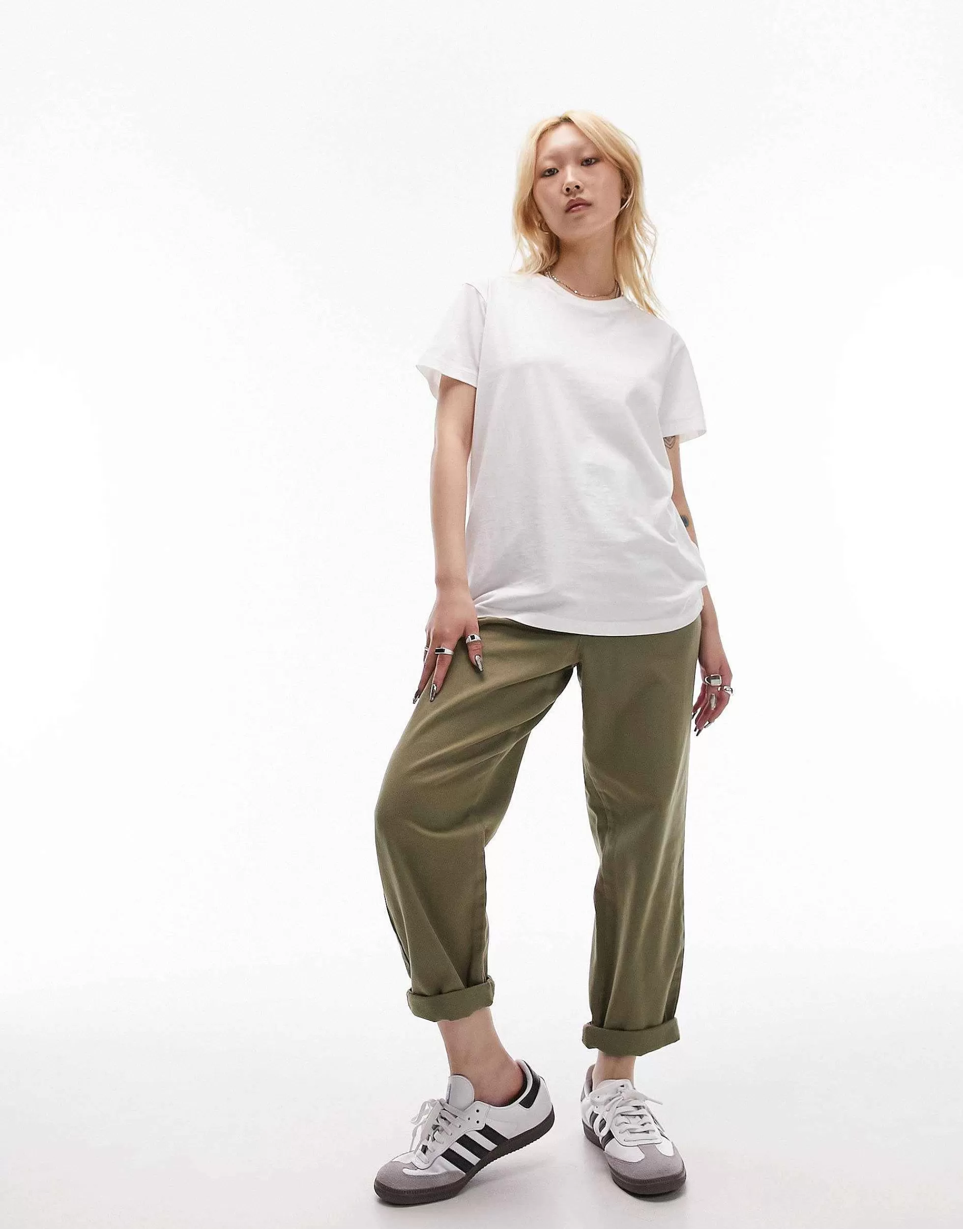 Women Topshop Petite Button Tab Peg Trouser In