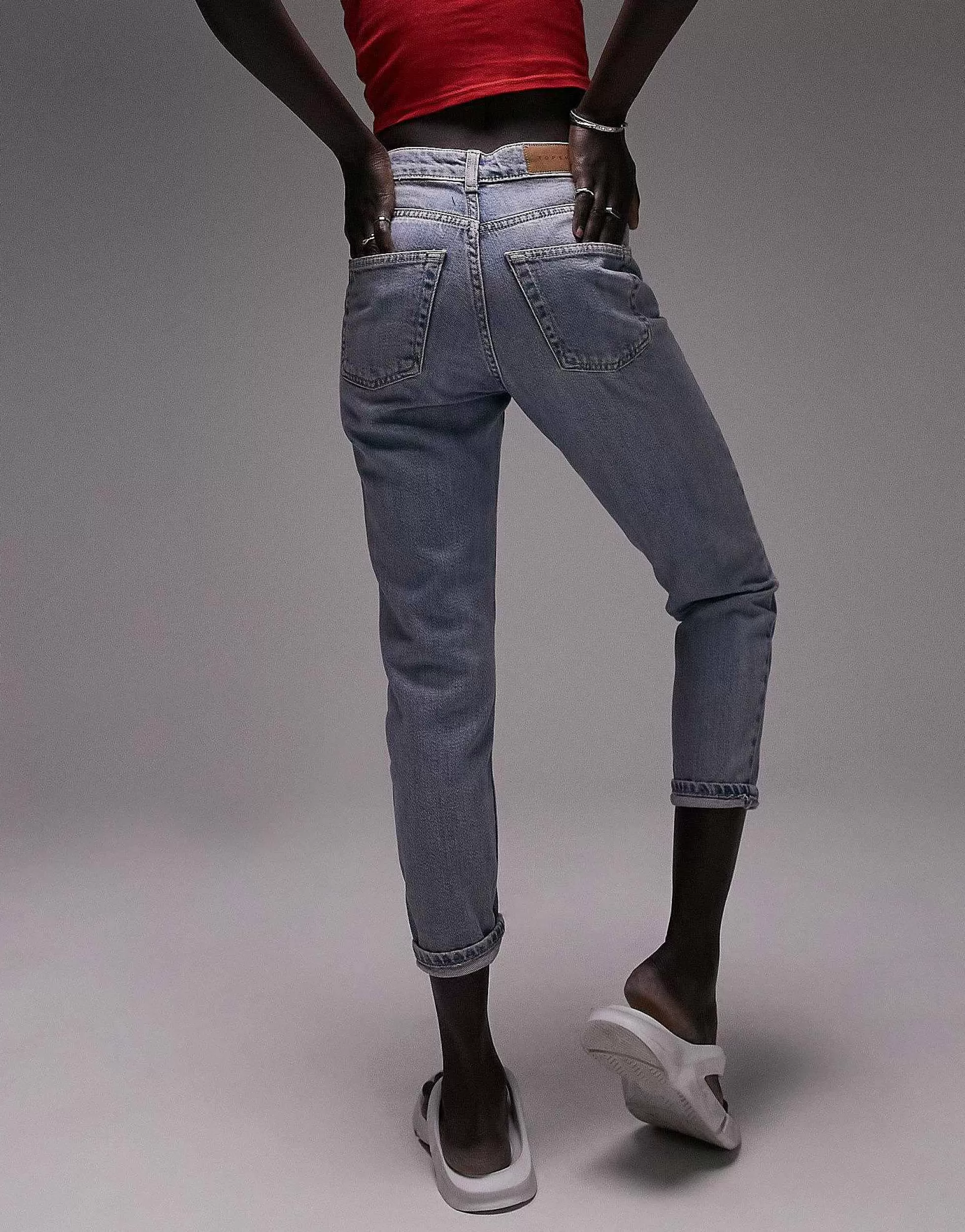 Women Topshop Petite Comfort Stretch Mom Jeans In