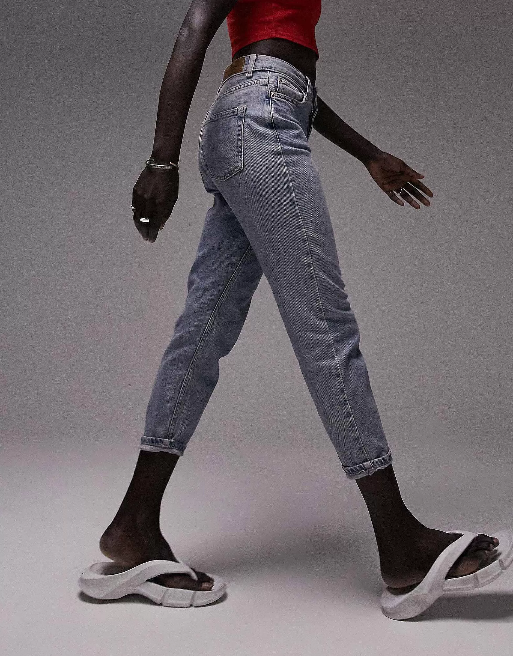 Women Topshop Petite Comfort Stretch Mom Jeans In
