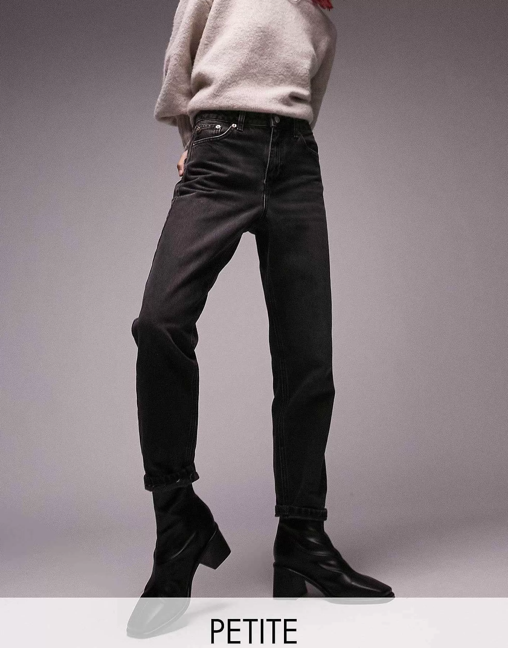 Women Topshop Petite Mom Jean In Washed