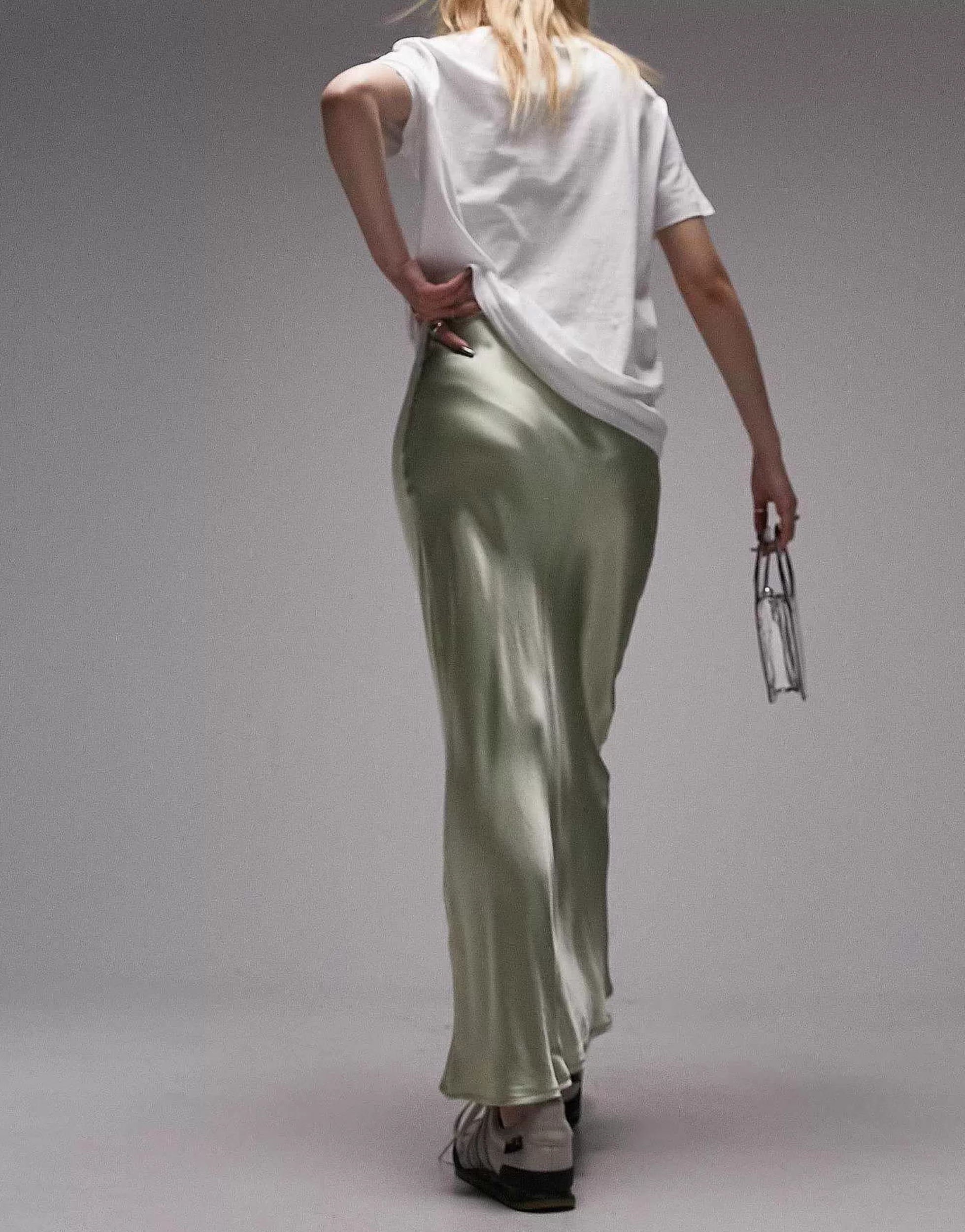 Women Topshop Petite Satin Bias Maxi Skirt In
