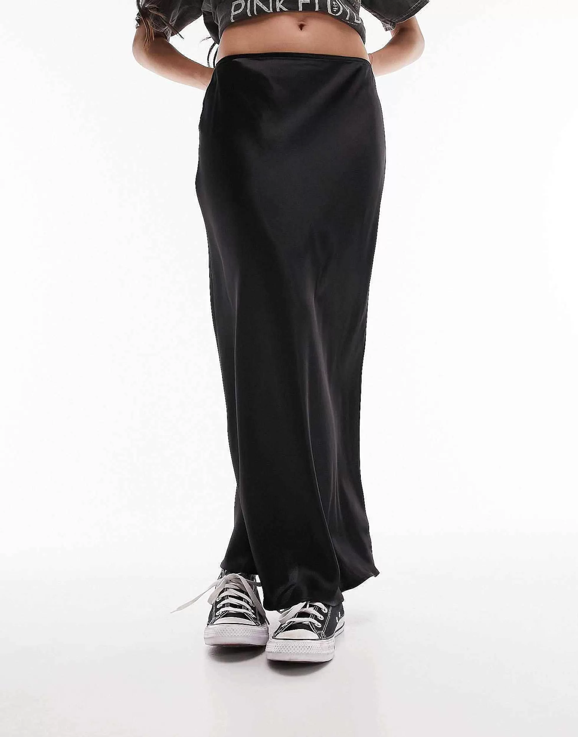 Women Topshop Satin Bias Midi Skirt In