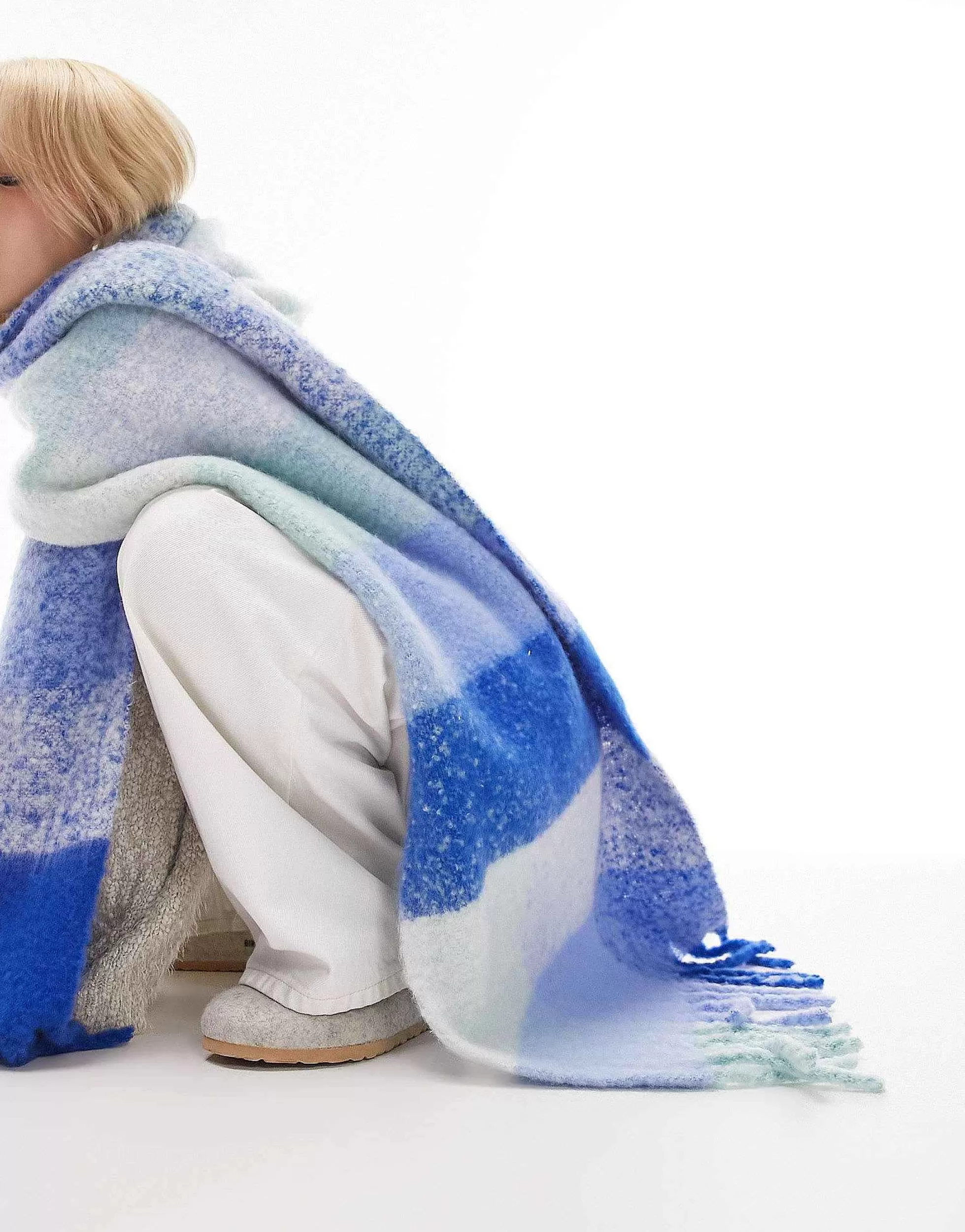 Women Topshop Scarlett Blanket Check Scarf In