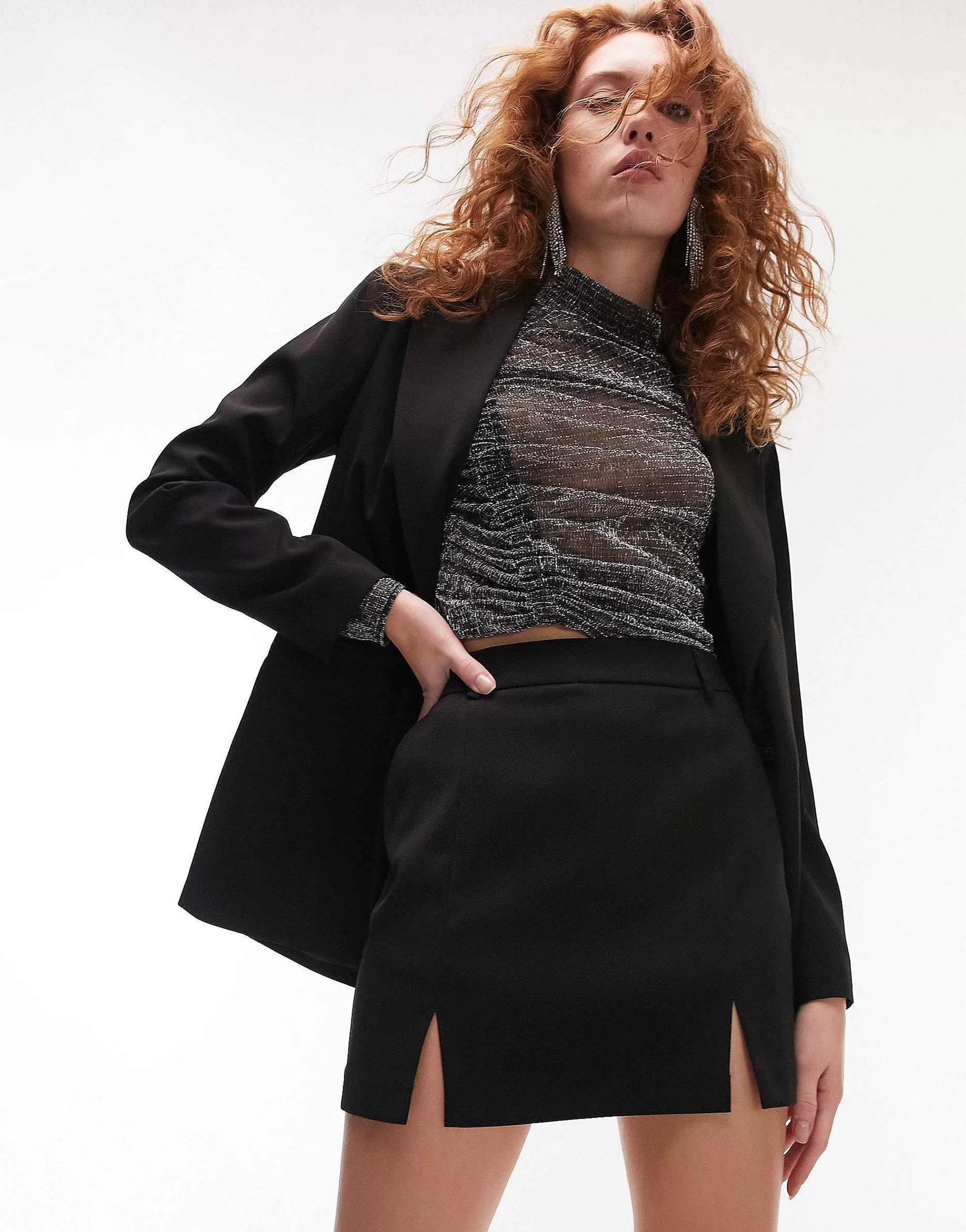 Women Topshop Tailored Side Split Mini Skirt In