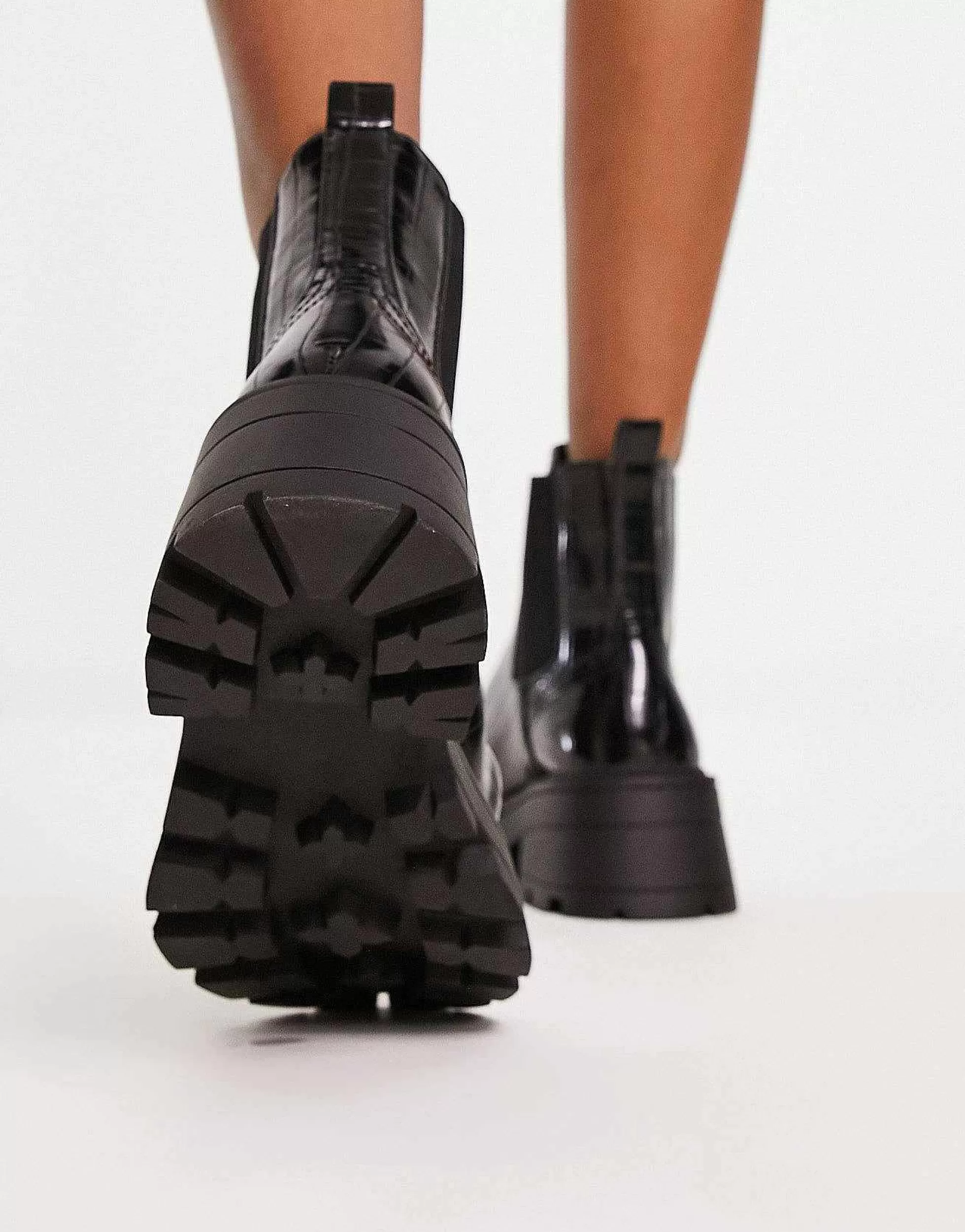 Women Topshop Wide Fit Bella Chunky Chelsea Boot In Croc