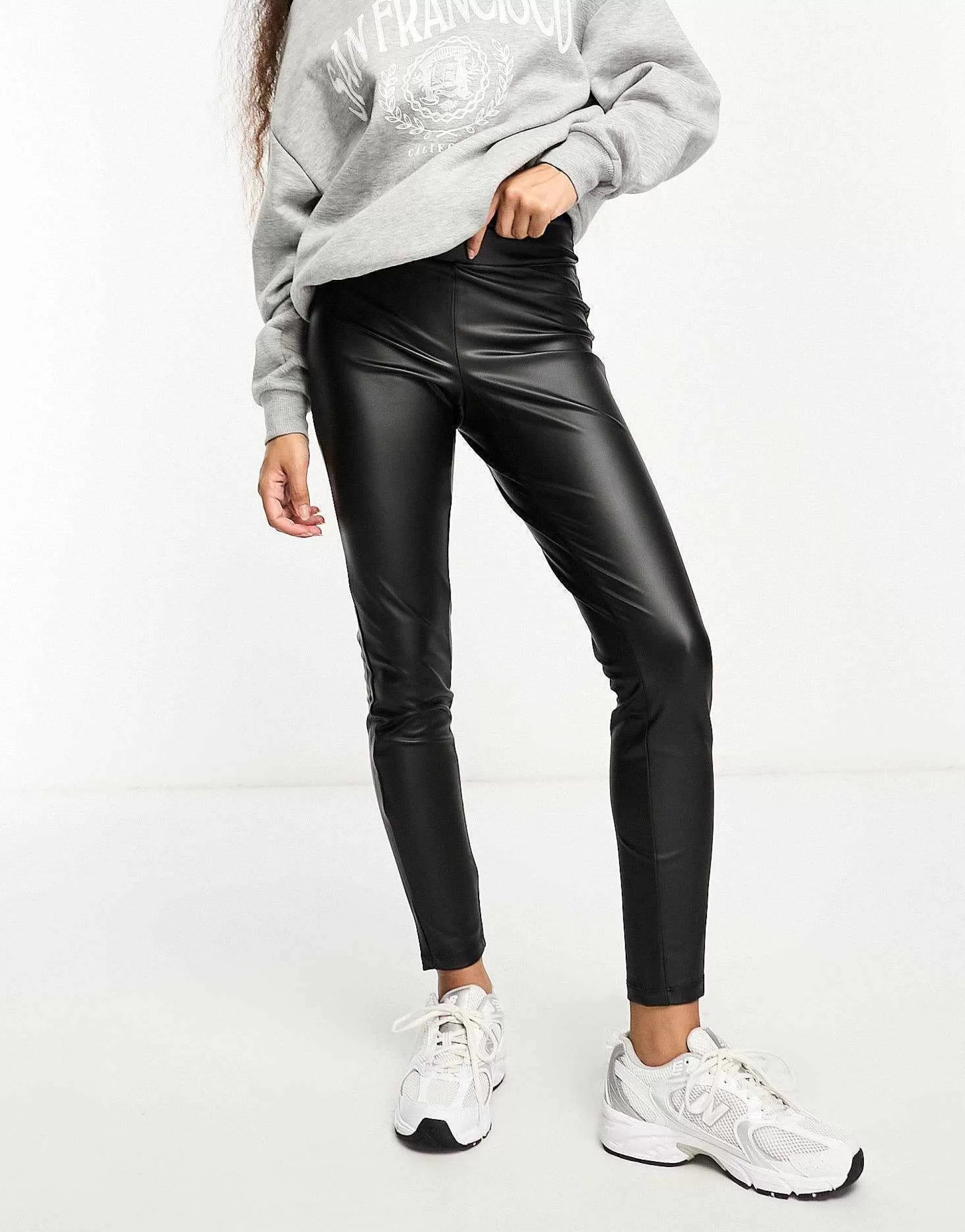 Women Vero Moda Petite Skinny Leather Look Legging In