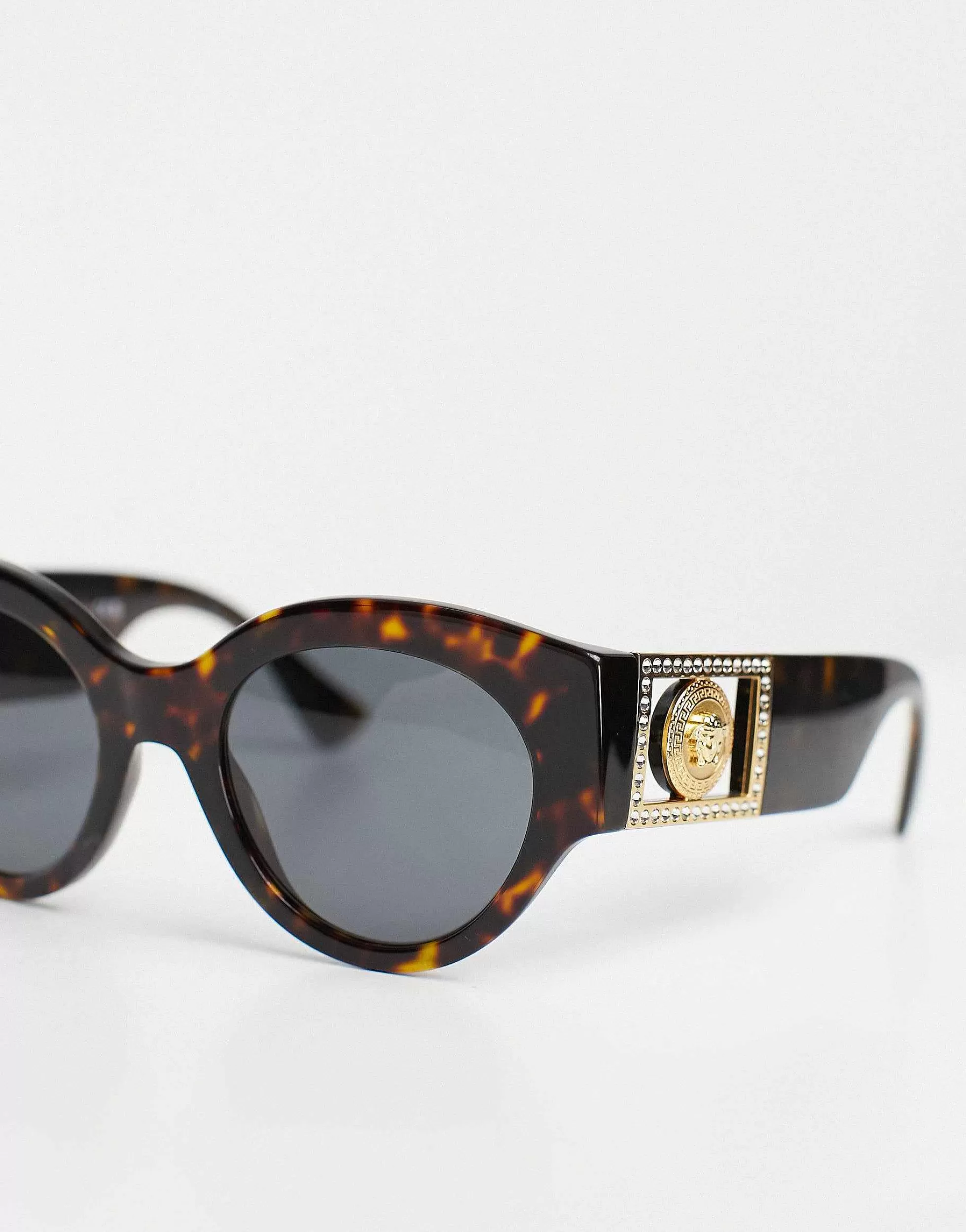 Women Versace Oversized Round Sunglasses In Tortoiseshell