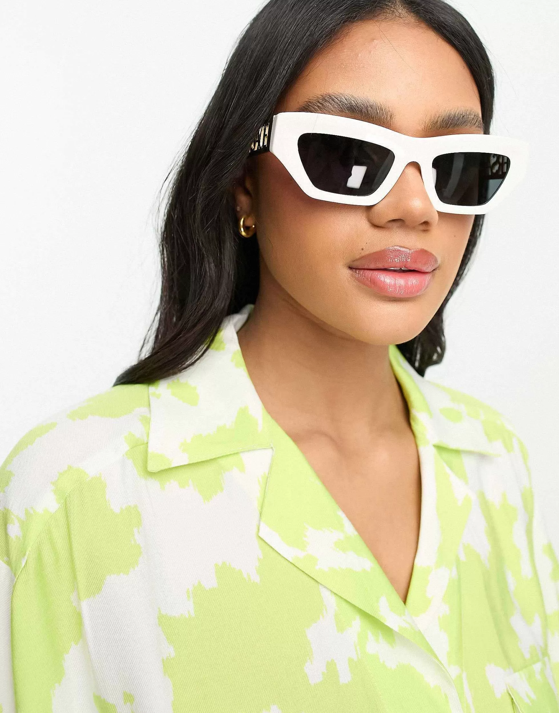 Women Versace Rectangle Festival Sunglasses With Gold Detail In
