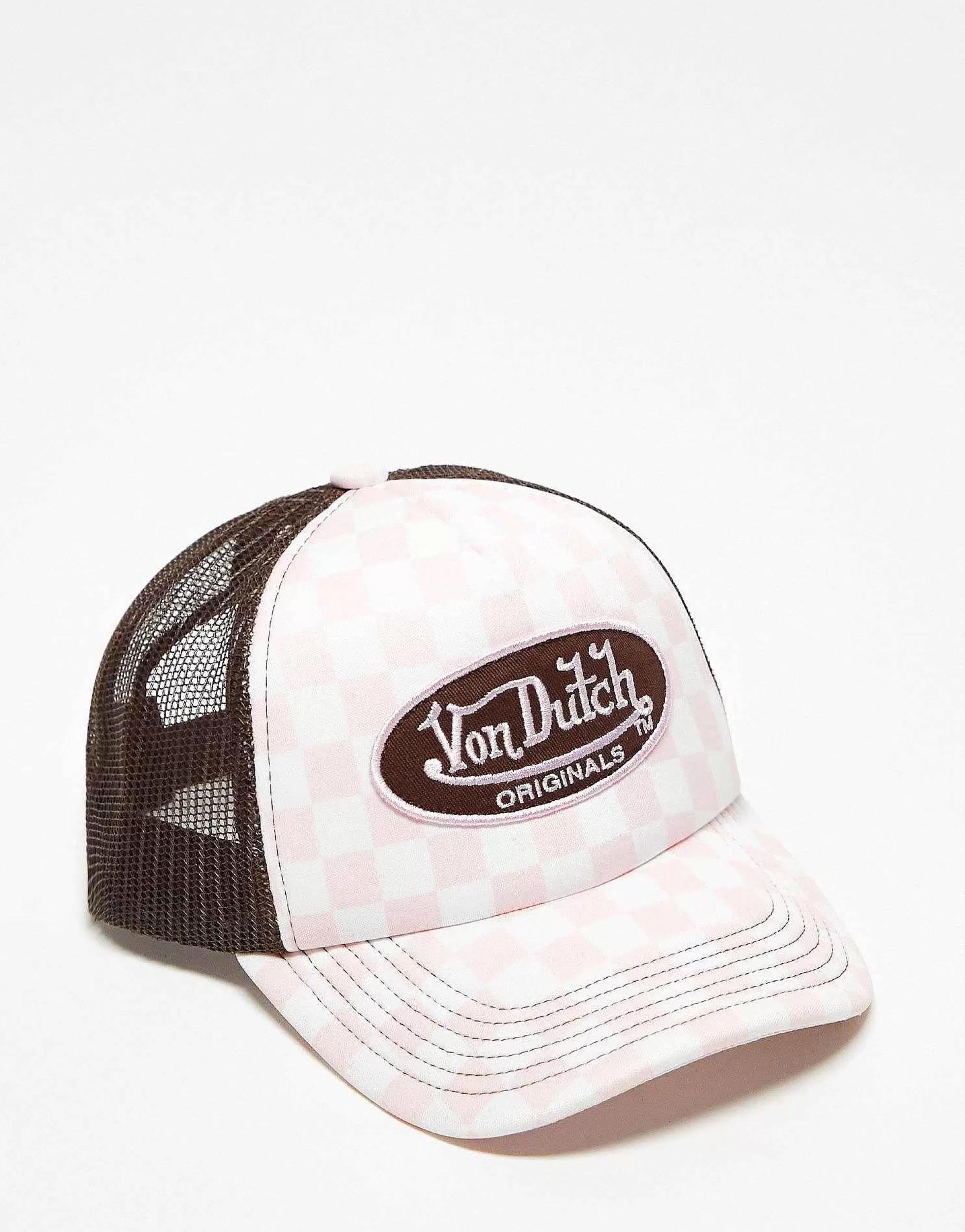 Women Von Dutch Tampa Trucker Cap In Checkerboard Print - Exclusive To Asos